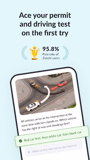 Zutobi paywalls the driving-permit quiz after just three questions preview screenshot 1